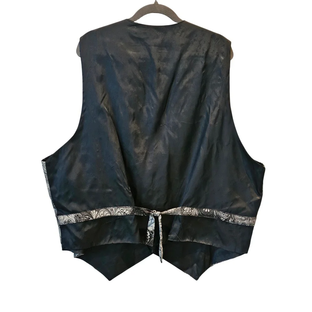 Michael Kensinger‎ Mens Marbled Feather Print Formal Vest Grey Black 3XL